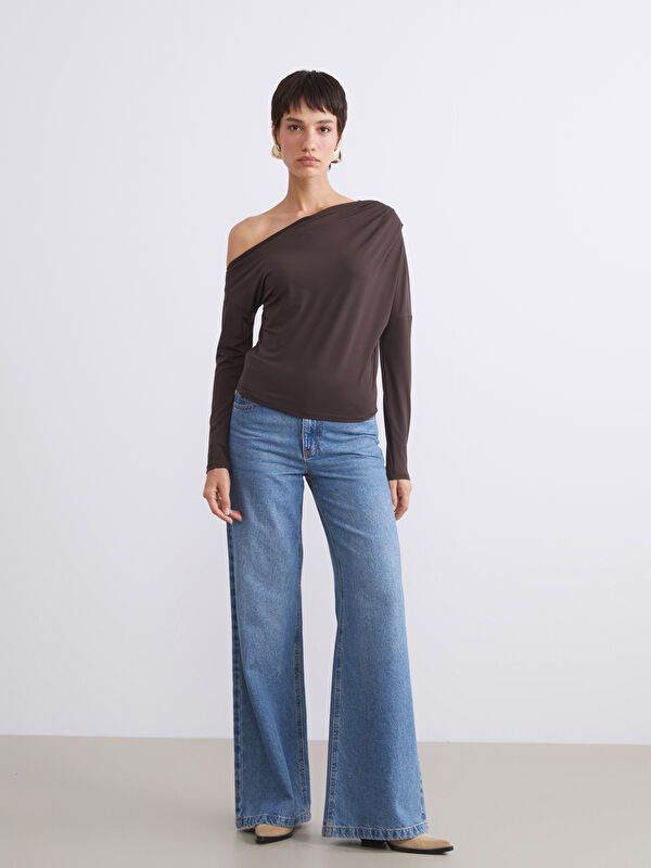 Moudda LC Waikiki - Body en jersey manches longues Femme Brun foncé - Tunisie 2