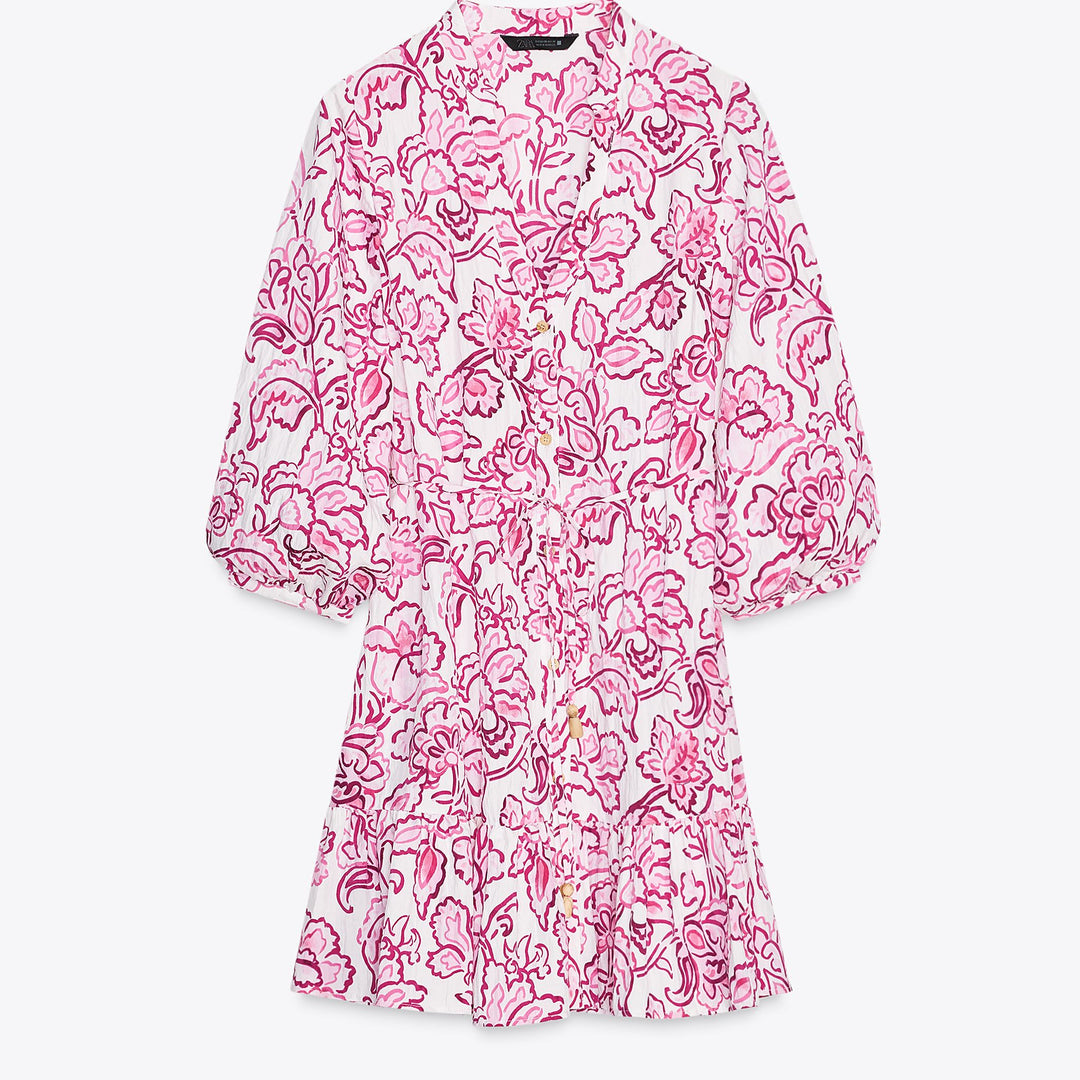 Moudda ZARA - Robe Mini - Imprimé Fleurs Roses - Tunisie 1