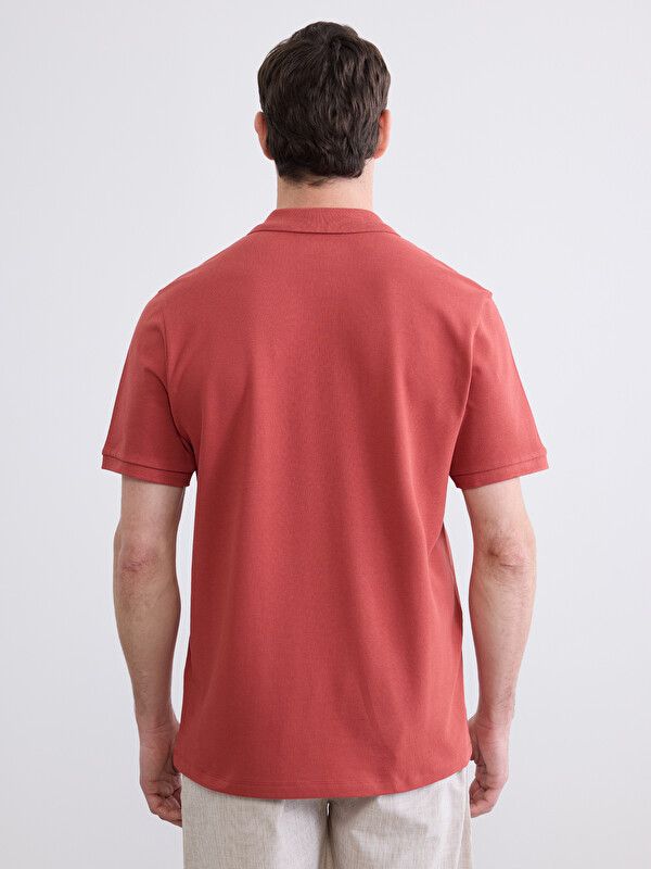 Moudda LC Waikiki - T-shirt col polo basique manches courtes en jersey pour Homme couleur Orange foncé - Tunisie 4