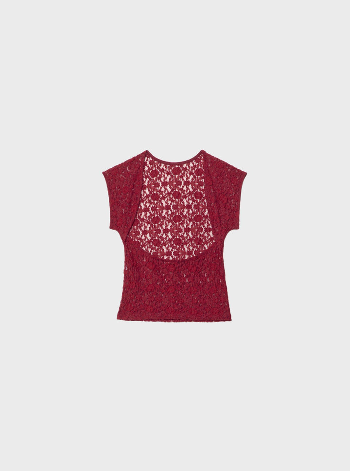 Moudda STRADIVARIUS - T-Shirt Mini Manches Dos Nu en Dentelle - Tunisie 3