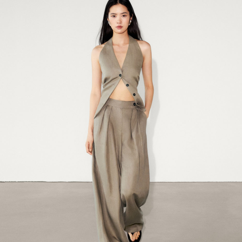 Moudda Massimo Dutti - Pantalon large plissé, pinces à l’arrière - Tunisie 2