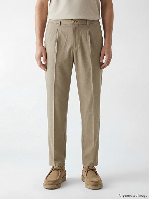 Moudda LC Waikiki - Pantalon mi-saison en tissu pour Homme couleur Beige foncé - Tunisie 2