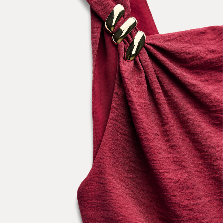 Moudda ZARA - Robe mi-longue manches courtes appliqué épaule - Tunisie 3