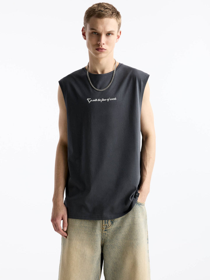 Moudda PULL & BEAR - T-Shirt Bretelles Larges Texte Poitrine - Tunisie 5