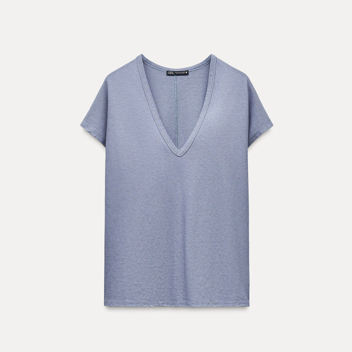 Moudda ZARA - T-shirt Col V Coton et Lin - Tunisie 2