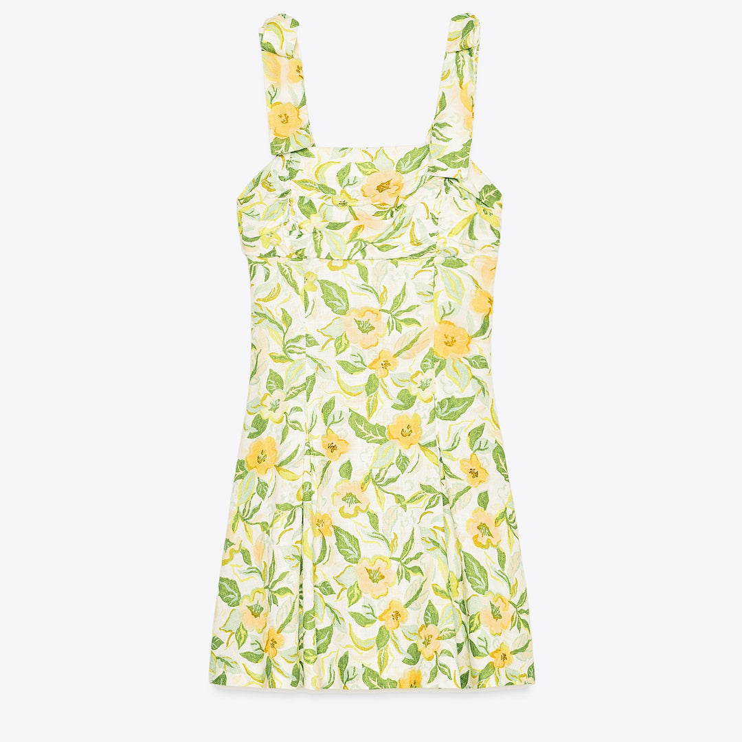 Moudda ZARA - Robe Courte - Plis Poitrine & Imprimé Feuilles - Tunisie 1