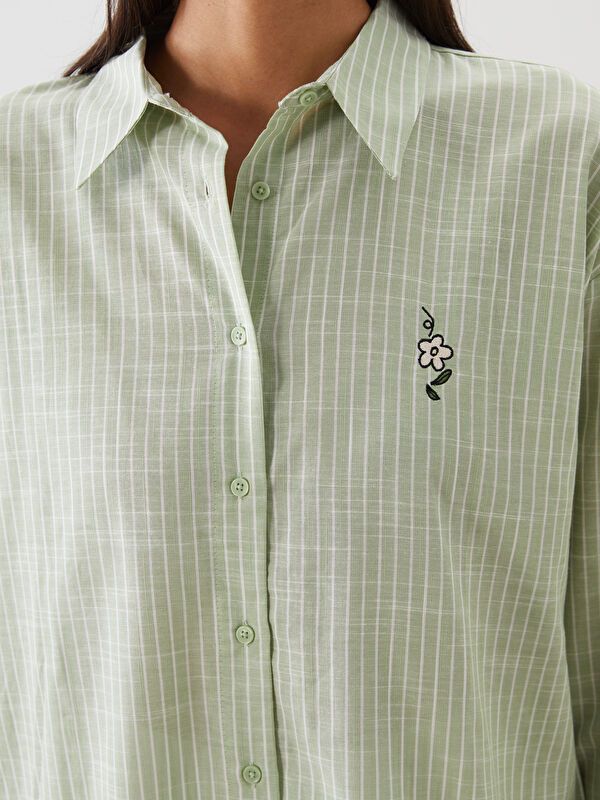 Moudda LC Waikiki - Tunique tissée manches longues Femme Rayures vertes - Tunisie 3