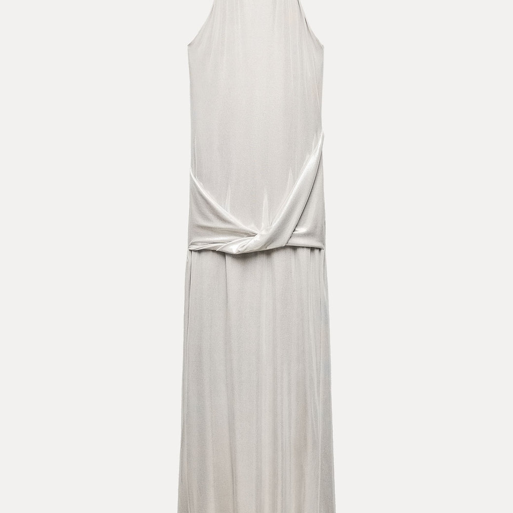 Moudda ZARA - Robe longue maille effet métallisé col licou torsion hanche - Tunisie 2