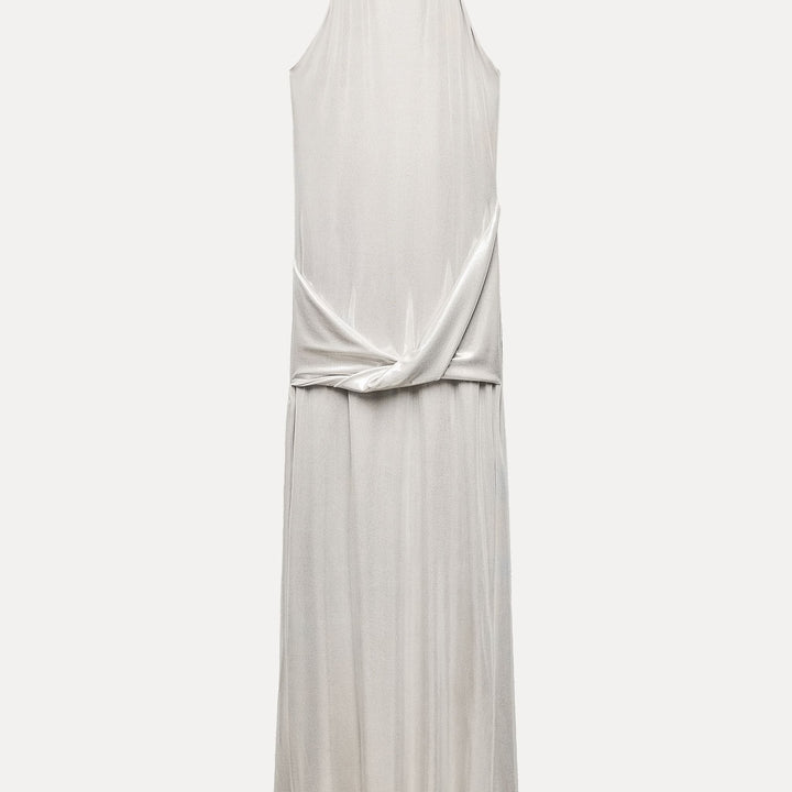 Moudda ZARA - Robe longue maille effet métallisé col licou torsion hanche - Tunisie 2
