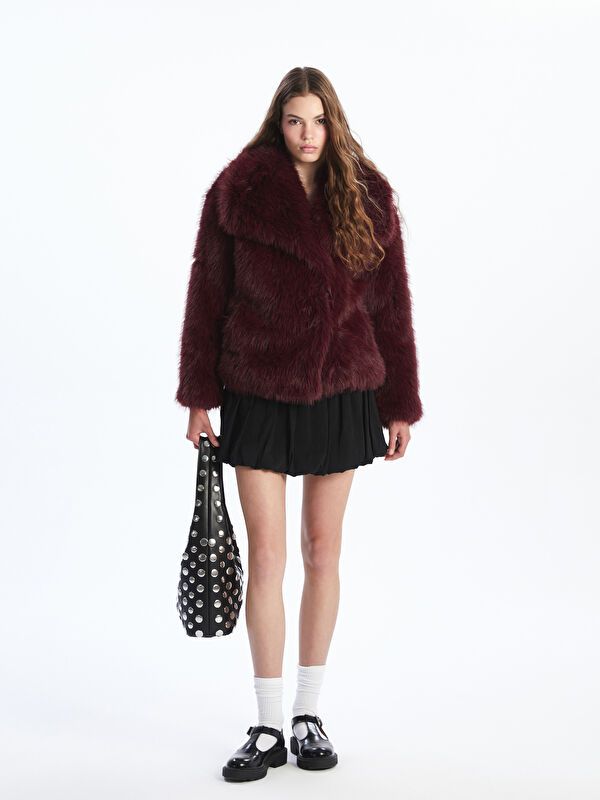 Moudda LC Waikiki - Manteau effet laine Femme Bordeaux - Tunisie 2