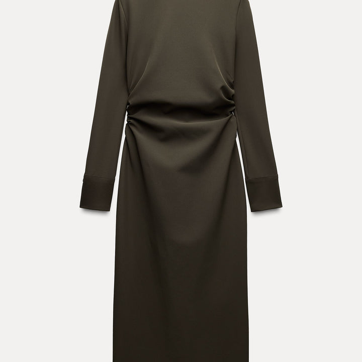 Moudda ZARA - Robe kaki froncée poignets chemise - Tunisie 1