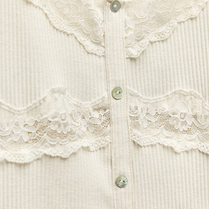 Moudda ZARA - Top Féminin Bimatière Dentelle et Boutons - Tunisie 3