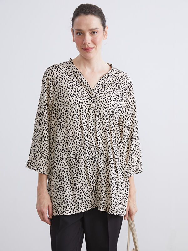 Moudda LC Waikiki - Blouse tissée imprimée manches longues Femme Imprimé écru - Tunisie 1