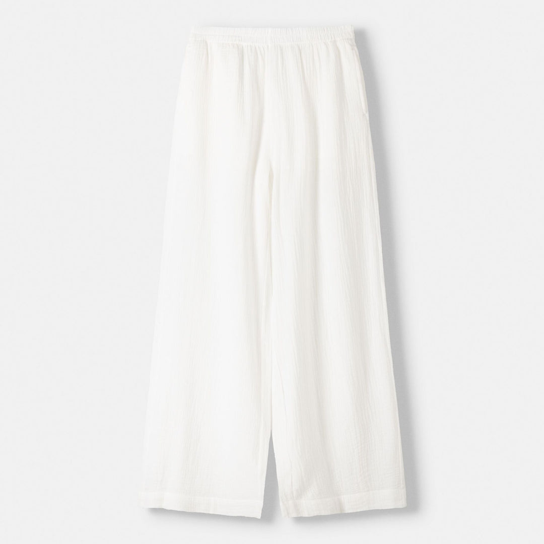 Moudda BERSHKA - Pantalon Pyjama - Double Tissu Gaze (Blanc) - Tunisie 1