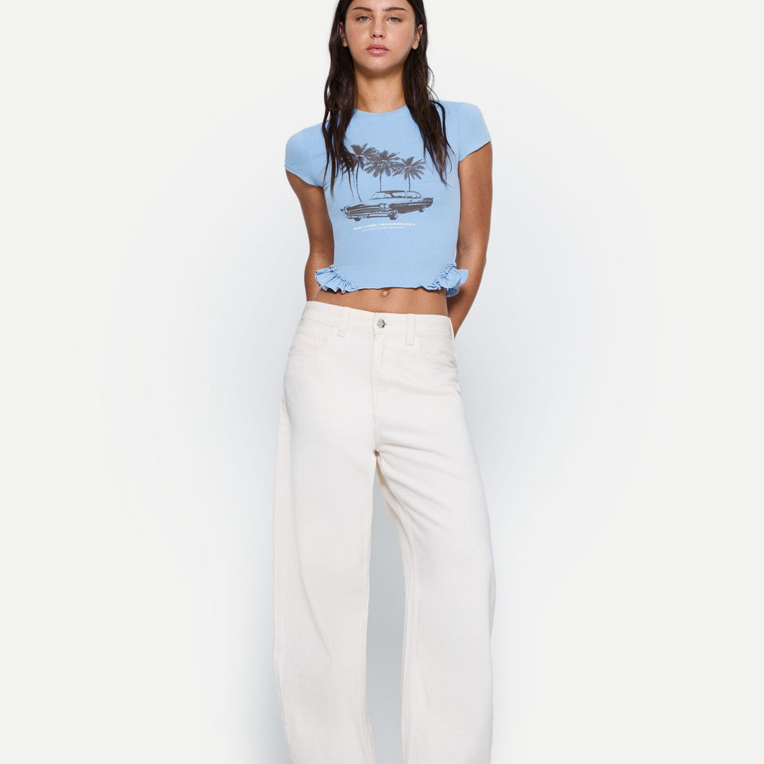 Moudda BERSHKA - T-Shirt Imprimé - Volants Bas - Tunisie 1