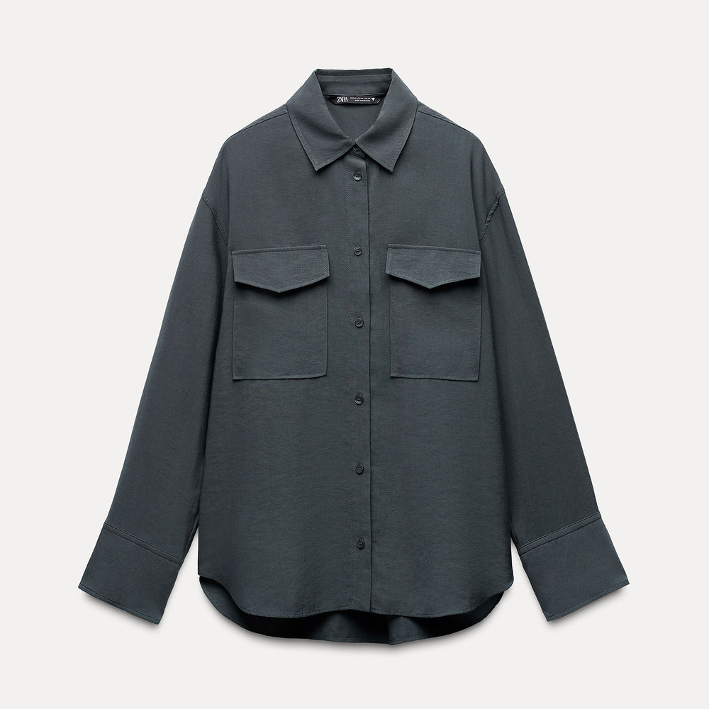 Moudda ZARA - Chemise fluide oversized manches longues détail poches - Tunisie 2