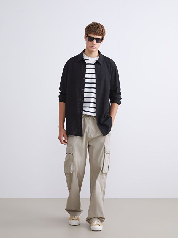 Moudda LC Waikiki - Chemise tissée manches longues Homme Noir - Tunisie 2