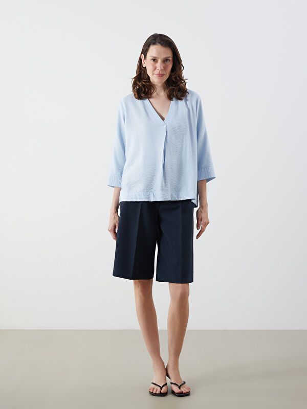 Moudda LC Waikiki - Blouse tissée manches longues Femme Bleu - Tunisie 2