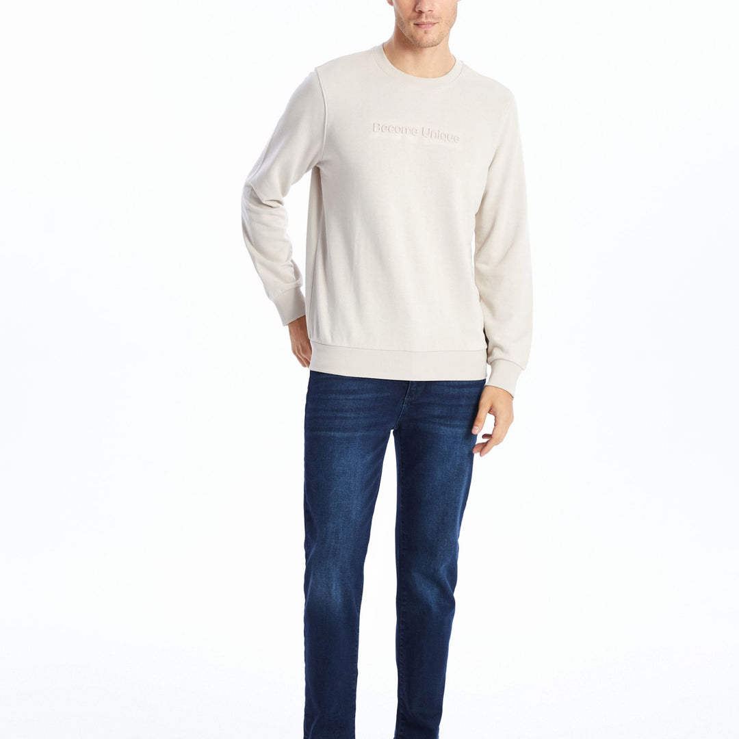 Moudda LC Waikiki - Sweatshirt jersey imprimé basique Homme Beige clair - Tunisie 2