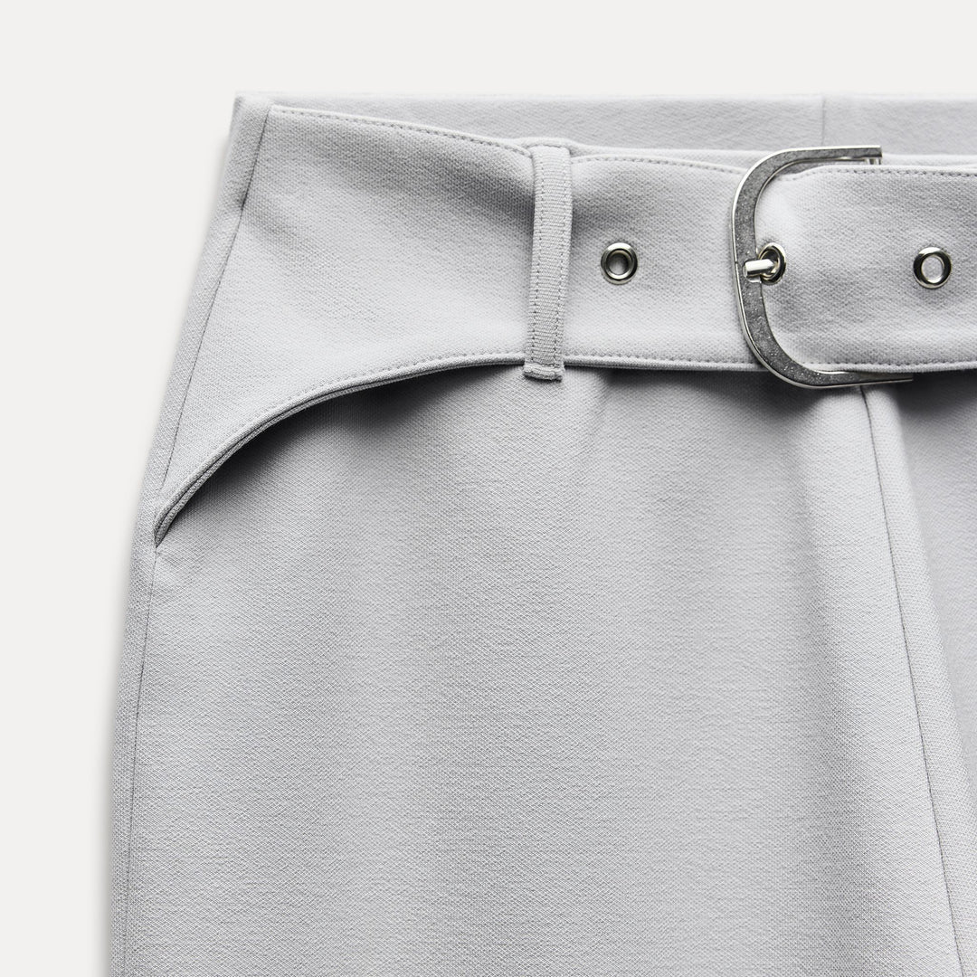 Moudda ZARA - Pantalon évasé maille interlock, ceinture incluse - Tunisie 3