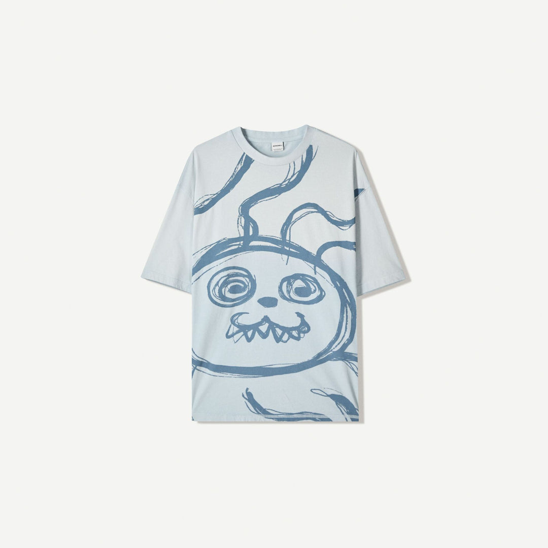 Moudda BERSHKA - T-Shirt Relax - Wash & Spray Imprimé Arty - Tunisie 1