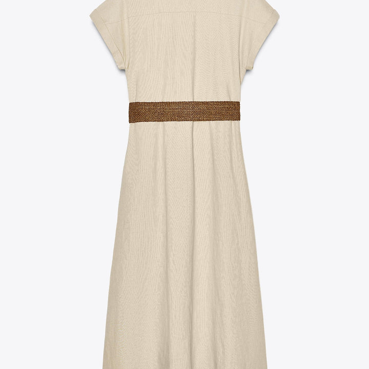 Moudda ZARA - Robe Midi Lin Chemisier - Ceinture - Tunisie 2