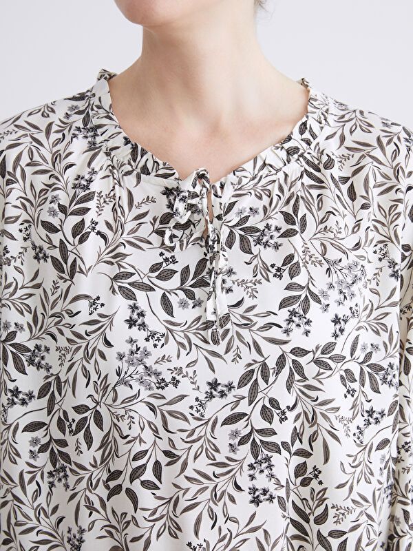 Moudda LC Waikiki - Blouse tissée imprimée manches longues Femme Imprimé écru - Tunisie 3