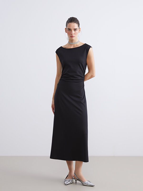 Moudda LC Waikiki - Robe en jersey manches courtes Femme Noir - Tunisie 1