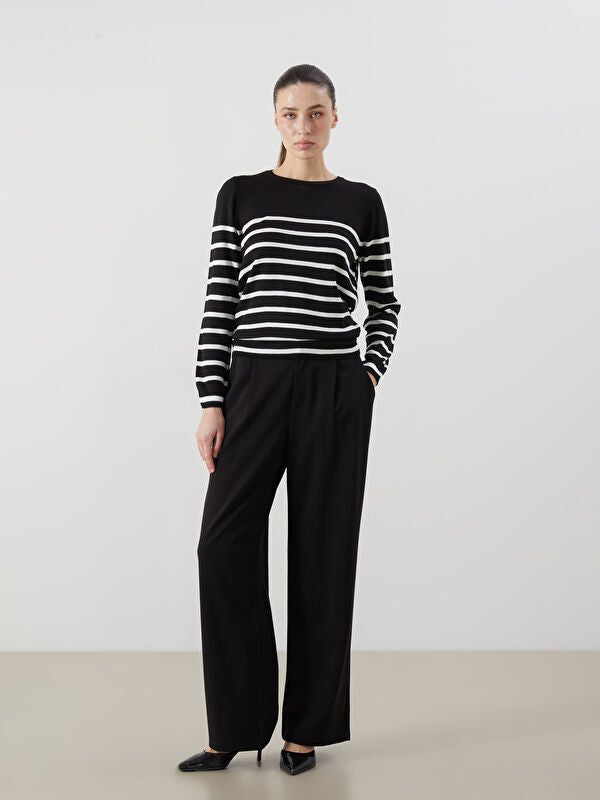 Moudda LC Waikiki - Pull tricot moyen Femme Rayures noires - Tunisie 2