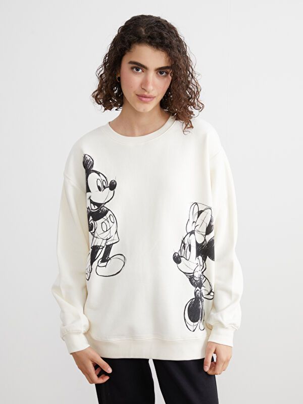 Moudda LC Waikiki - Sweatshirt en jersey sous licence Femme Beige clair - Tunisie 1