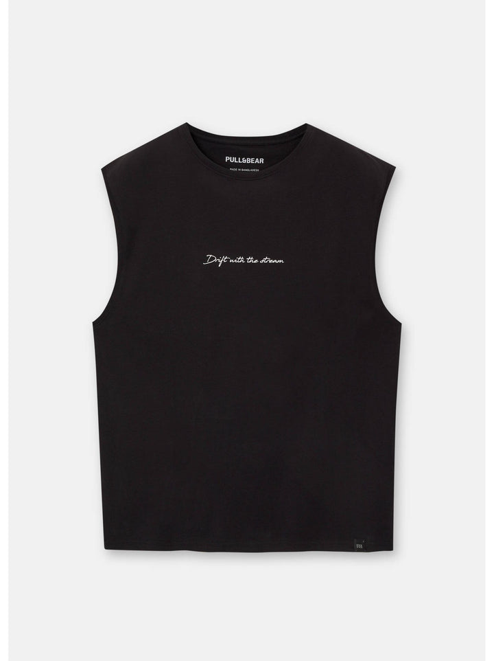 Moudda PULL & BEAR - T-Shirt Bretelles Larges Texte Poitrine - Tunisie 4