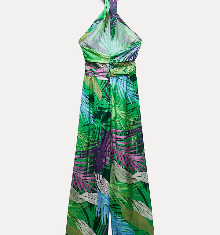 Moudda ZARA - Combinaison satinée col licou imprimée tropical - Tunisie 3