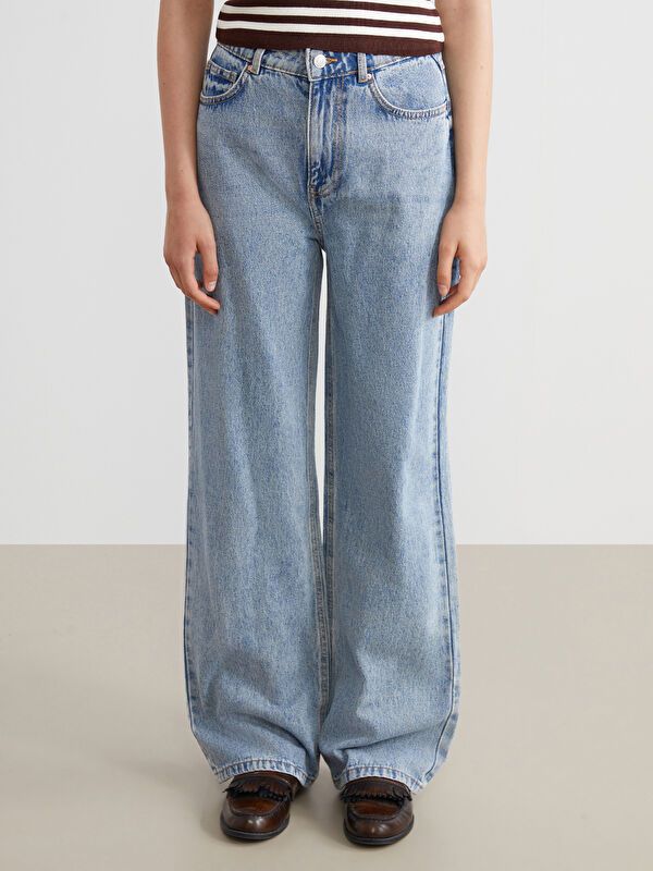 Moudda LC Waikiki - Pantalon tissé en denim Femme Bleu clair - Tunisie 2