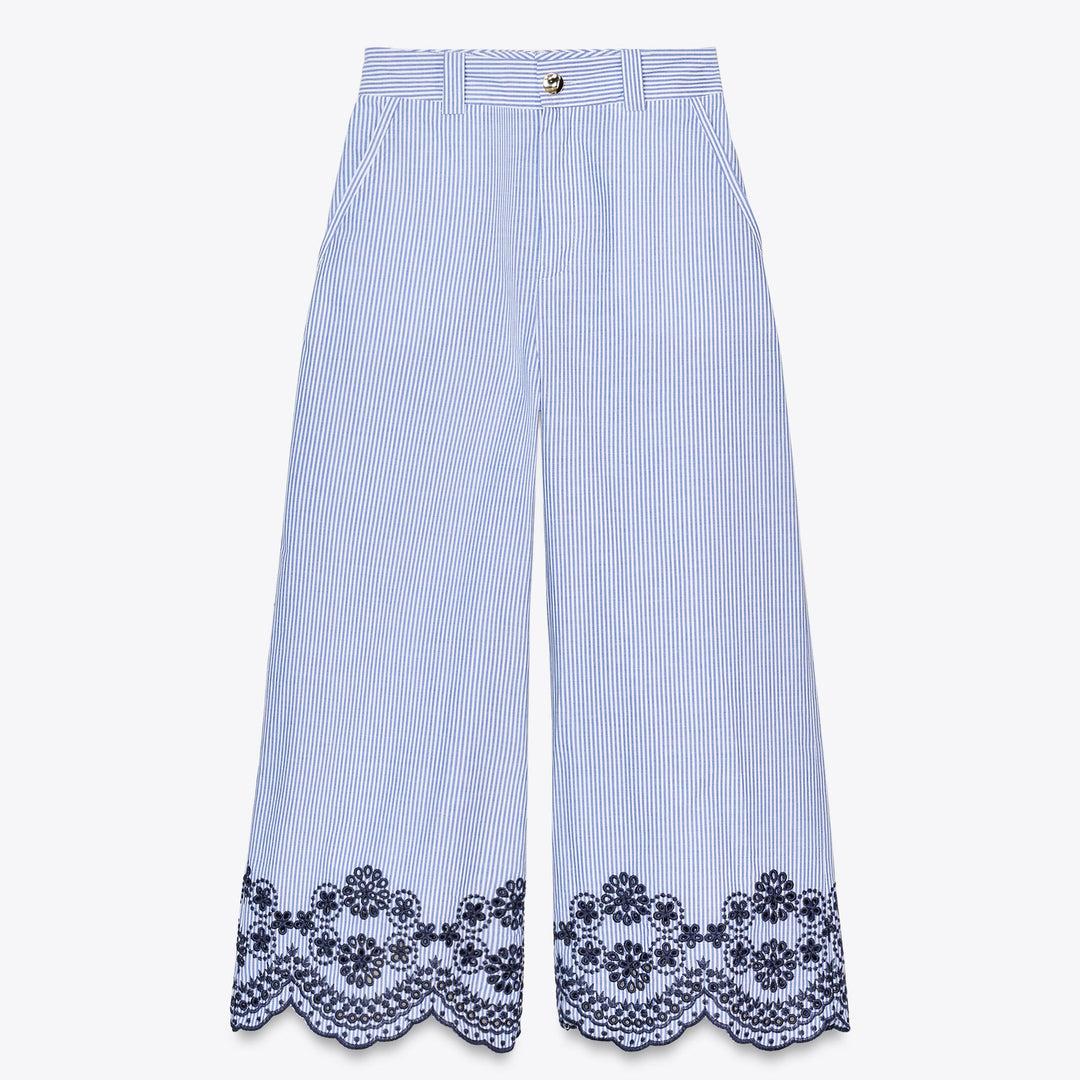 Moudda ZARA - Pantalon Culotte - Rayure & Broderie Suisse - Tunisie 1