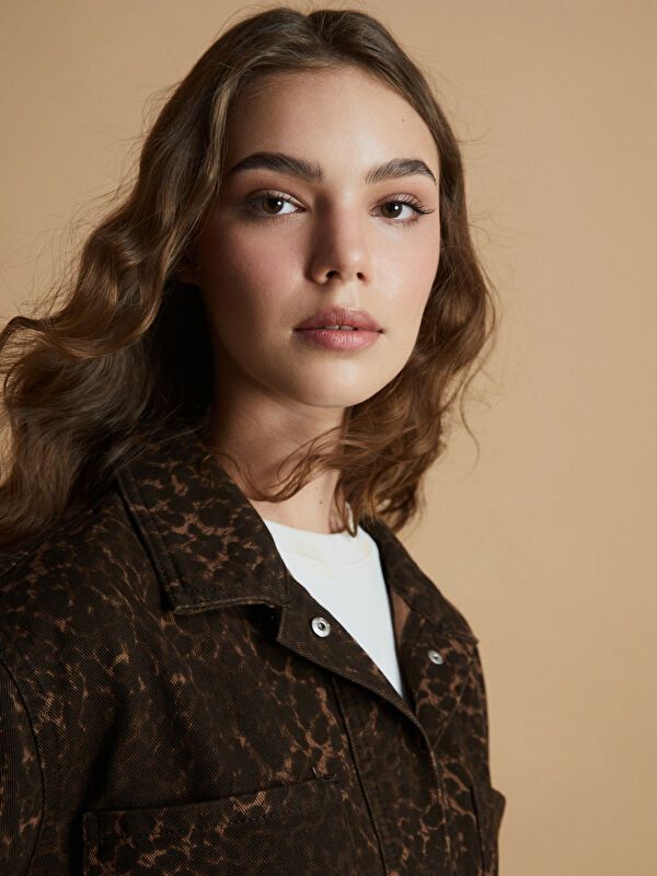 Moudda LC Waikiki - Veste tissée en denim Femme Imprimé marron - Tunisie 3