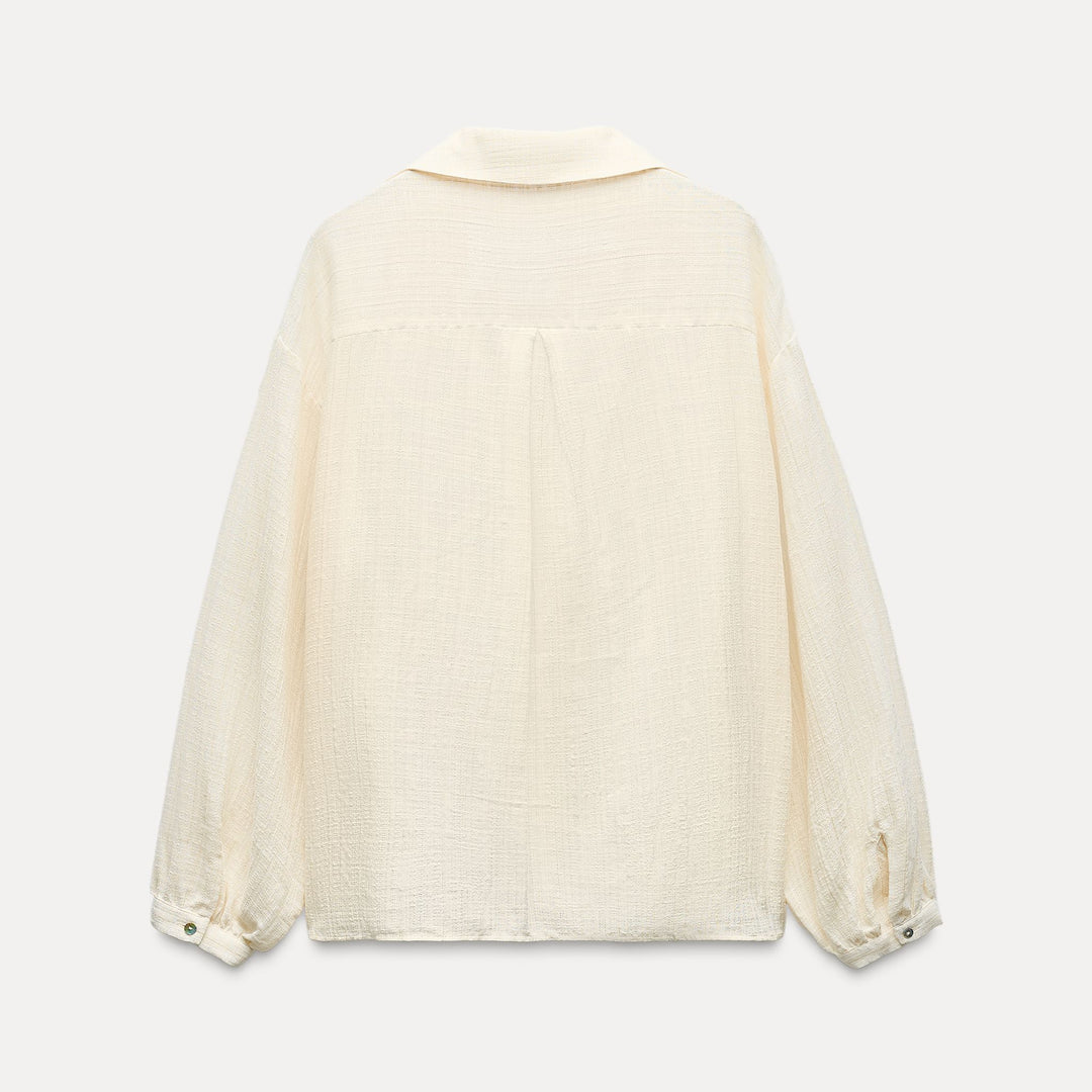 Moudda ZARA - Chemise rustique décolleté plungé, rayure lurex - Tunisie 3