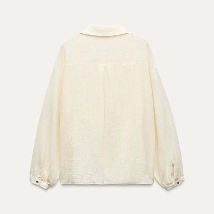 Moudda ZARA - Chemise rustique décolleté plungé, rayure lurex - Tunisie 3