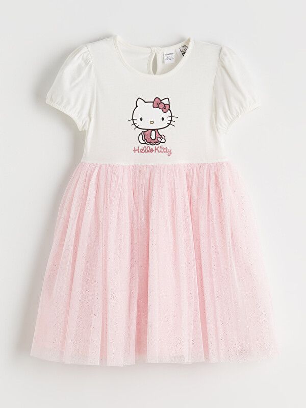 Moudda LC Waikiki - Robe manches courtes en jersey pour Fille couleur Écru - Tunisie 1