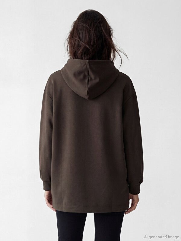Moudda LC Waikiki - Tunique manches longues en jersey pour Femme couleur Marron foncé - Tunisie 3
