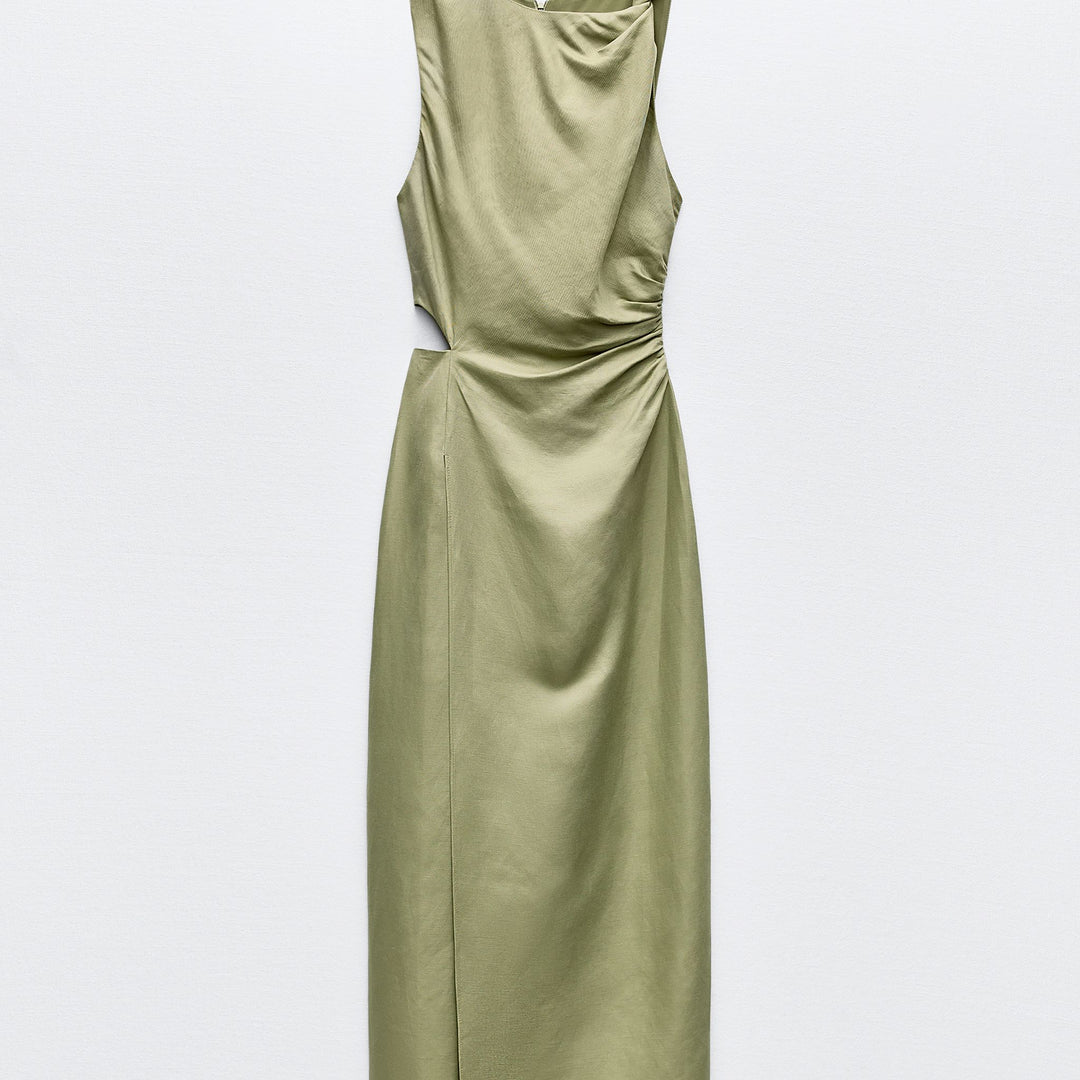 Moudda ZARA - Robe mi-longue lin/viscose découpe manches courtes - Tunisie 1