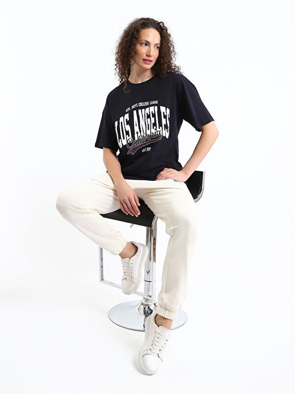 Moudda LC Waikiki - Body imprimé en jersey manches courtes Femme Marine - Tunisie 2