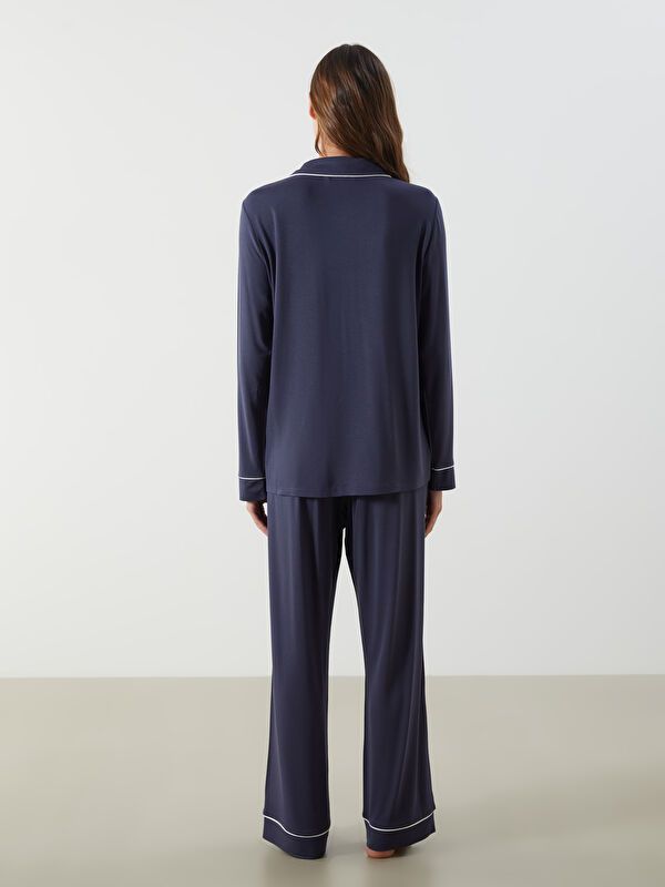 Moudda LC Waikiki - Pyjama en jersey manches longues Femme Indigo - Tunisie 4