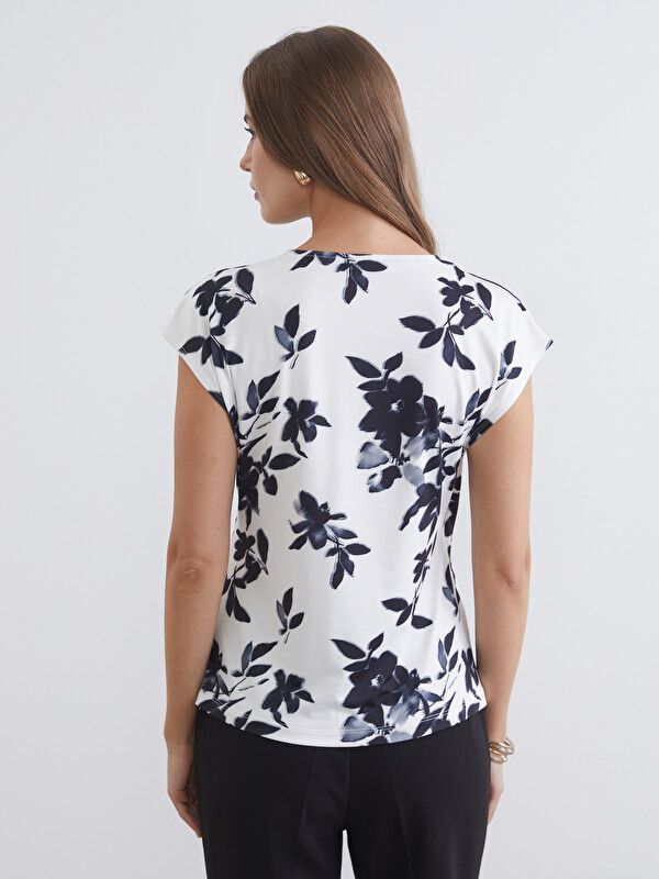 Moudda LC Waikiki - Body manches courtes en jersey pour Femme couleur Écru imprimé - Tunisie 4