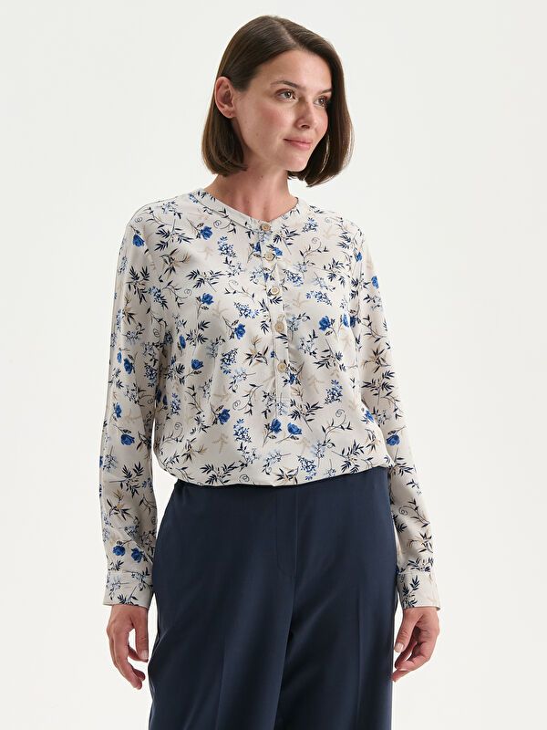 Moudda LC Waikiki - Blouse tissée imprimée manches longues Femme Imprimé beige - Tunisie 1