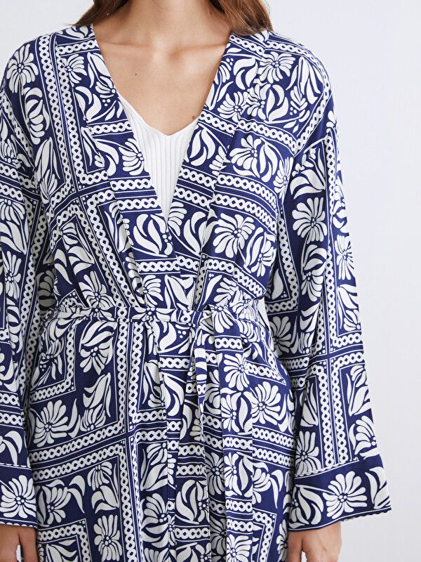 Moudda LC Waikiki - Kimono en tissu pour Femme couleur Bleu imprimé - Tunisie 3