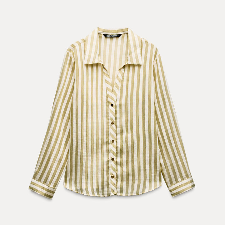 Moudda ZARA - Chemise rayures ML col déporté bouton doré - Tunisie 2