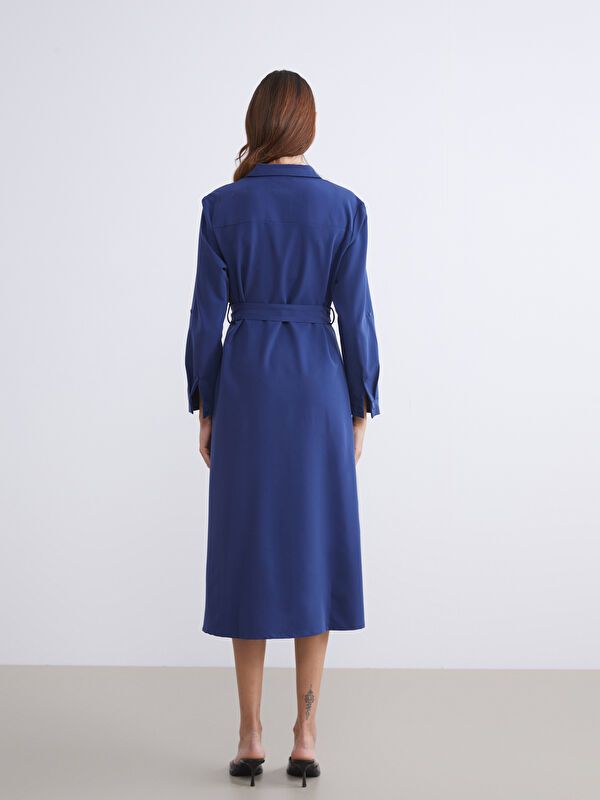 Moudda LC Waikiki - Robe tissée manches longues Femme Bleu marine claire - Tunisie 4