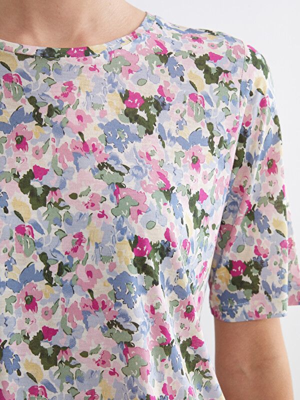 Moudda LC Waikiki - Body imprimé manches courtes en jersey pour Femme couleur Rose imprimé - Tunisie 3