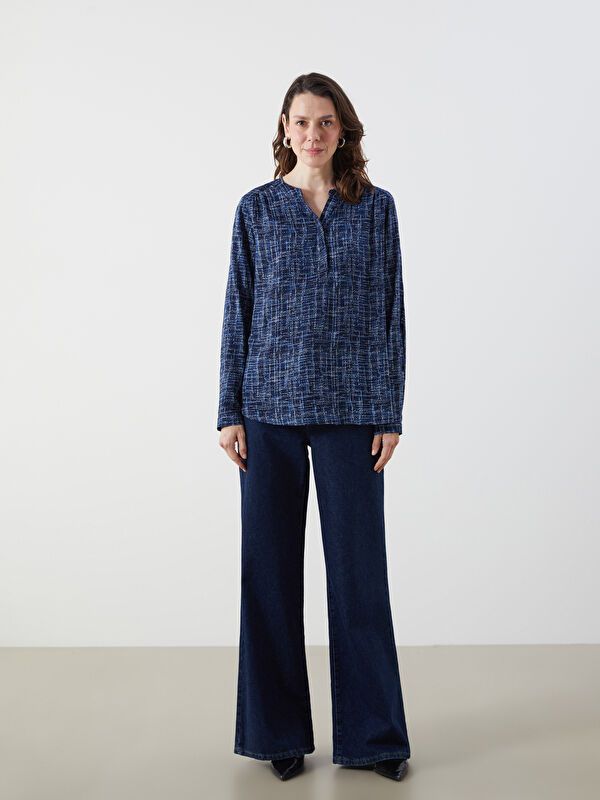 Moudda LC Waikiki - Blouse tissée imprimée manches longues Femme Imprimé marine - Tunisie 2