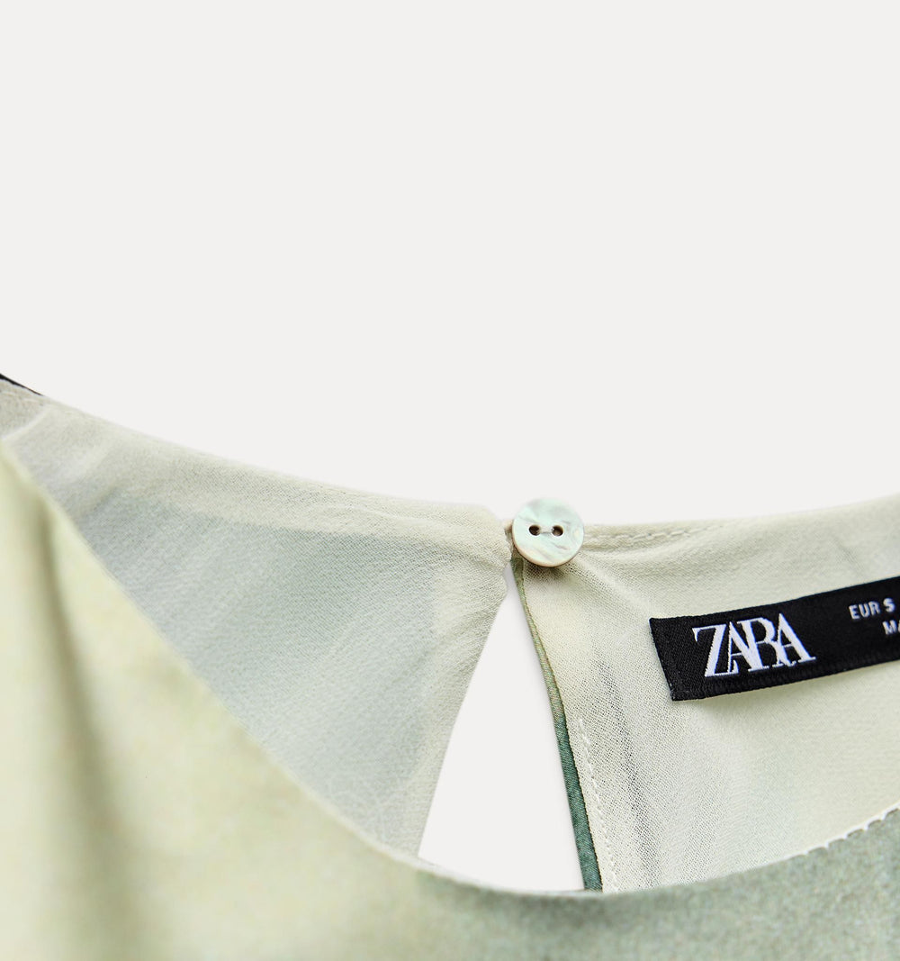 Moudda ZARA - Robe Midi Satin - Imprimé, Manches Courtes & Épaules - Tunisie 2